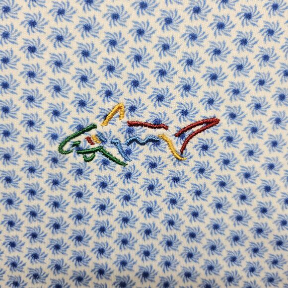 Greg Norman Polo Shirt Mens Medium Blue Golf Activewear Fishing Beach Shark - Picture 4 of 8